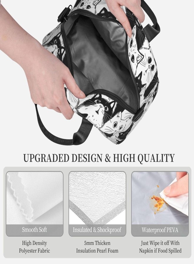 bassyil Cat Insulated Lunch Bag Reusable Lunch Box With Adjustable Shoulder Strap Cooler Tote Bag For Men Women - Image 3